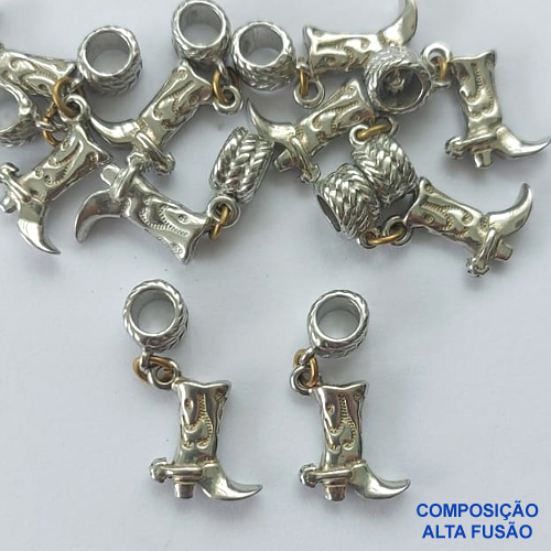 ACESSÓRIO NO BRUTO PRONTO PARA O BANHO (CX83) - (BLQ-0005) BOTA COWBOY 11X12MM - BERLOQUE PARA PULSEIRA SIMILAR A PANDORA - COMPOSIÇÃO: ALTA FUSÃO - PESO 1,7GR - BRU0002799