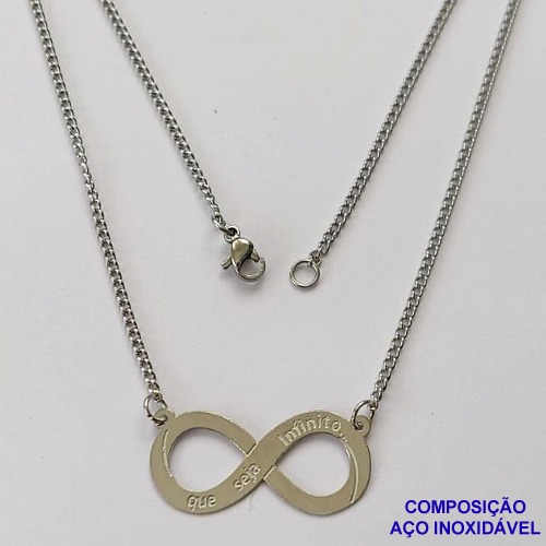 GARGANTILHA EM AÇO INOXIDÁVEL(CX83) - GARGANTILHA COM PINGENTE INFINITO 12MM - TAMANHO: 45CM - COMPOSIÇÃO: AÇO INOXIDÁVEL - AÇO1378