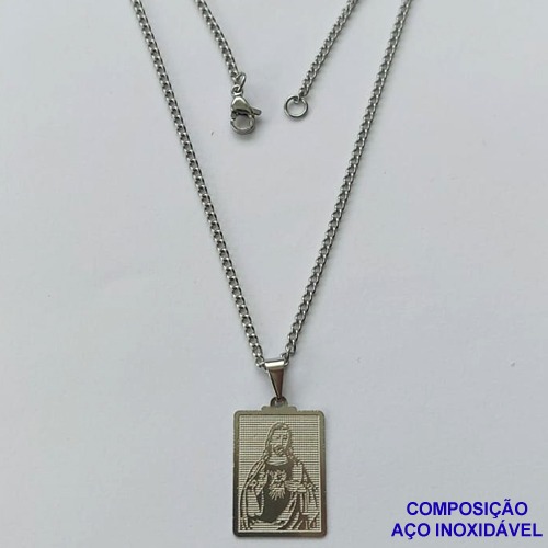 GARGANTILHA EM AÇO INOXIDÁVEL(CX85) - GARGANTILHA COM PINGENTE JESUS CRISTO 14X21MM - TAMANHO: 45CM - COMPOSIÇÃO: AÇO INOXIDÁVEL - AÇO1390