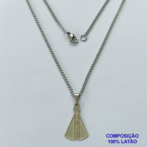GARGANTILHA EM AÇO INOXIDÁVEL(CX85) - GARGANTILHA COM PINGENTE NOSSA SENHORA APARECIDA 13MM - TAMANHO: 45CM - COMPOSIÇÃO: AÇO INOXIDÁVEL - AÇO1400