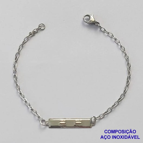 PULSEIRA EM AÇO INOXIDÁVEL( CX85) (AÇO12) - PULSEIRA INFANTIL CHAPINHA DESENHADA 23MM TAMANHO 15CM - LARGURA 1,0MM - FECHO LAGOSTA - COMPOSIÇÃO: AÇO INOXIDÁVEL - AÇO1411