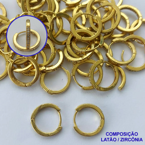BRINCO NO BRUTO PRONTO PARA O BANHO(CX92) - BRINCO ARGOLA CRAVEJADO EM MICROS ZIRCÔNIAS 2X15MM - PESO TOTAL 1,7GR - BRU13539