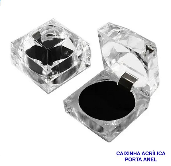CAIXINHA PORTA ANEL EM ACRÍLICO 4X4CM ESPUMA INTERNA PRETA (VENDIDO POR UNIDADE) - BRU0002813