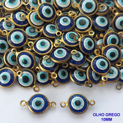 ACESSÓRIO NO BRUTO PRONTO PARA O BANHO(CX86) - OLHO GREGO COM DUAS ARGOLINHAS 10MM - PESO  0,6GR - BRU0002816