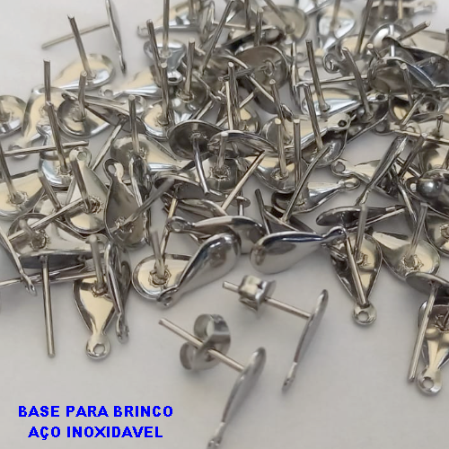 ACESSORIO NO AÇO INOXIDAVEL - BASE PARA BRINCOS JA COM TARRAXA -  GOTA TAMANHO - AÇO1425