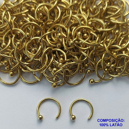 PIERCING NO BRUTO PRONTO PARA O BANHO(CX88) - PIERCING FAKE 10MM- COMPOSIÇÃO: 100% LATÃO - PESO TOTAL 0,4GR - (VENDIDO POR UNIDADE) - BRU13550