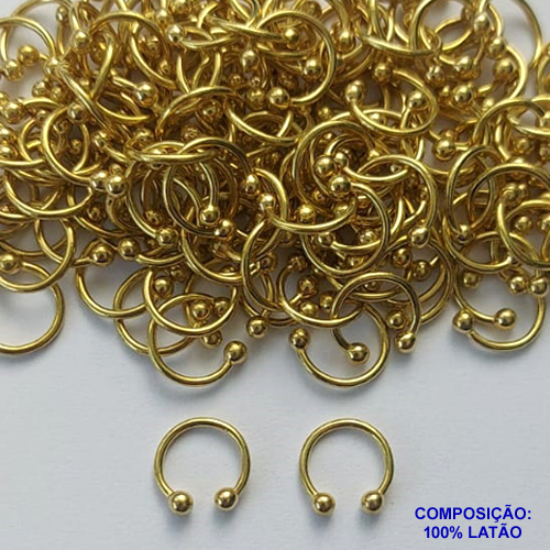 PIERCING NO BRUTO PRONTO PARA O BANHO(CX94) - PIERCING FAKE 10MM- COMPOSIÇÃO: 100% LATÃO - PESO TOTAL 0,5GR - (VENDIDO POR UNIDADE) - BRU13551