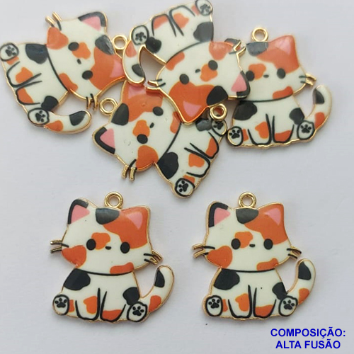 ACESSÓRIO NO BRUTO PRONTO PARA O BANHO -  (CX.129) PINGENTE GATINHO MARROM PERSONAGEM DESENHO 22X23MM - COMPOSIÇÃO: ALTA FUSÃO - PESO TOTAL 1,7GR - BRU0002831