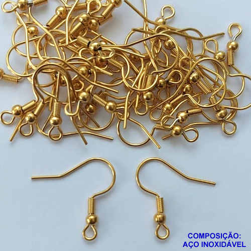 ACESSÓRIO EM AÇO INOXIDÁVEL(CX90) - BASE ANZOL PRA BRINCO DOURADO - (VALOR REFERENTE AO PAR) - AÇO1442