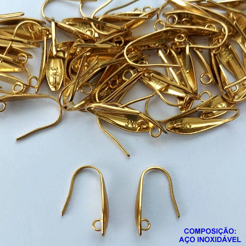ACESSÓRIO EM AÇO INOXIDÁVEL(CX88)- BASE ANZOL PRA BRINCO DOURADO - (VALOR REFERENTE AO PAR) - AÇO1443