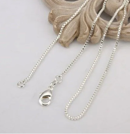 CORRENTE VENEZIANA FOLHEADA A PRATA COM 50 MILÉSIMOS + VERNIZ DIAMOND - CORRENTE 45CM FECHO LAGOSTA PRA027