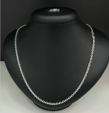 CORRENTE CADEADO FOLHEADO A PRATA COM 50 MILÉSIMOS + VERNIZ DIAMOND - CORRENTE 45CM FECHO LAGOSTA PRA028