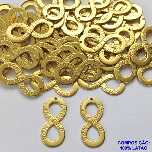 ACESSÓRIO NO BRUTO PRONTO PARA O BANHO(CX94) - (1528) PINGENTE INFINITO AMOR ETERNO 14X30MM COM UM FURO - COMPOSIÇÃO: 100% LATÃO - PESO TOTAL 1,4GR - BRU0002843