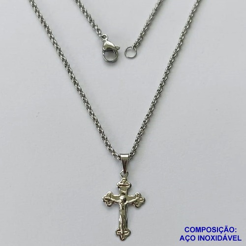 GARGANTILHA EM AÇO INOXIDÁVEL(CX89) - (ACO1357) - GARGANTILHA (1357) PINGENTE CRUCIFIXO 13X21MM(E0166)- TAMANHO 50CM - FECHO LAGOSTA - COMPOSIÇÃO: AÇO INOXIDÁVEL - AÇO1472