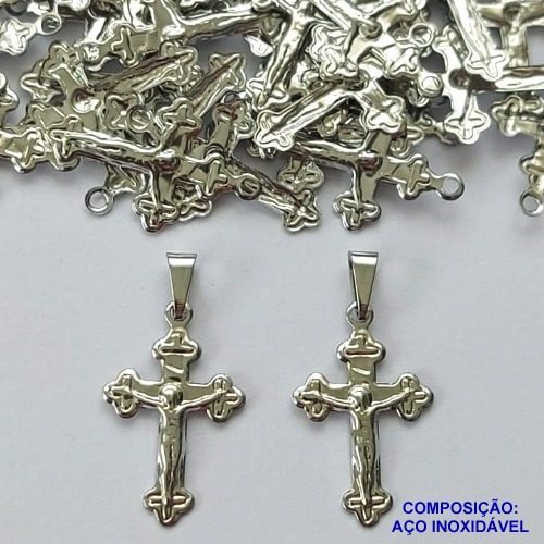 PINGENTE EM AÇO INOXIDÁVEL (CX89) - PINGENTE CRUCIFIXO 13X20MM (E0166) - COMPOSIÇÃO: AÇO INOXIDÁVEL - AÇO1500