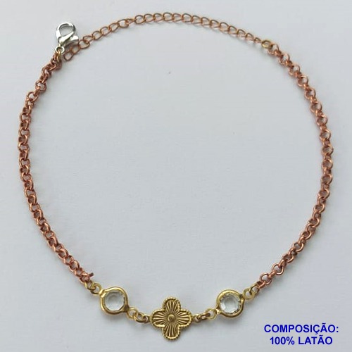 PULSEIRA NO BRUTO PRONTO PARA O BANHO(CX90) - PULSEIRA VAN CLEFF COM PEDRA CRISTAL - TAMANHO 18CM - PESO 3,1GR - FECHO LAGOSTA - BRU13586