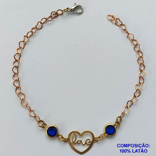 PULSEIRA NO BRUTO PRONTO PARA O BANHO(CX94) - PULSEIRA VAN CLEFF COM PEDRA AZUL- TAMANHO 18CM - PESO 1,7GR - FECHO LAGOSTA - BRU13588