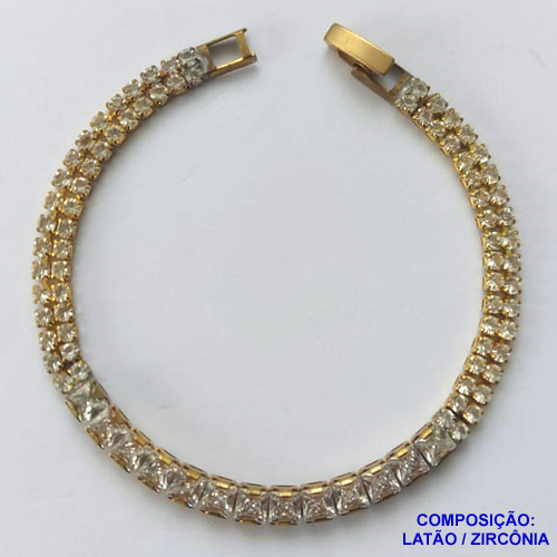 PULSEIRA NO BRUTO PRONTO PARA O BANHO(CX91) - PULSEIRA EM ZIRCÔNIAS CRISTAIS - TAMANHO 17CM - PESO TOTAL 6GR - COMPOSIÇÃO: LATÃO / ZIRCÔNIA - BRU13612