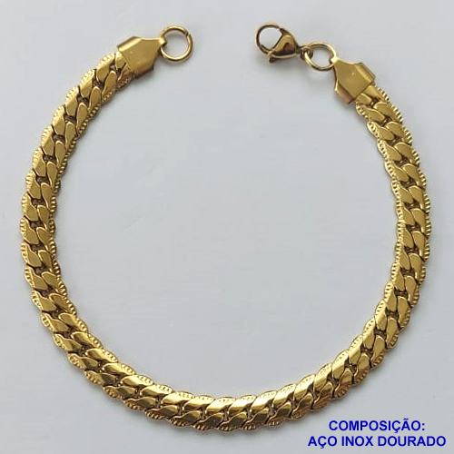 PULSEIRA EM AÇO INOXIDÁVEL DOURADA - (LB026307) PULSEIRA 6MM - TAMANHO: 22CM - COMPOSIÇÃO: AÇO INOXIDÁVEL - AÇO1512