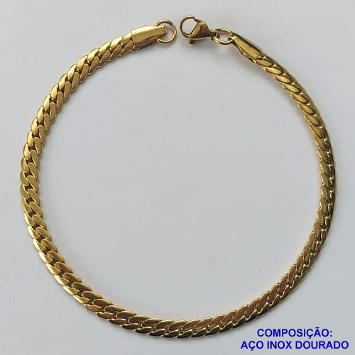 PULSEIRA EM AÇO INOXIDÁVEL DOURADA - (LB026317) PULSEIRA 4MM - TAMANHO: 22CM - COMPOSIÇÃO: AÇO INOXIDÁVEL - AÇO1513