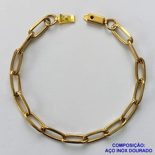 PULSEIRA EM AÇO INOXIDÁVEL DOURADA - (LB086380) PULSEIRA 7MM - TAMANHO: 22CM - COMPOSIÇÃO: AÇO INOXIDÁVEL - AÇO1514