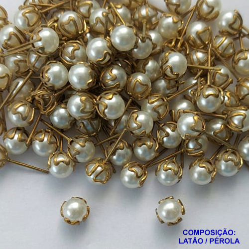BRINCO NO BRUTO PRONTO PARA BANHO(CX92) - BRINCO DE PINO COM PÉROLA 6MM - PESO: 0,5GR - BRU13619