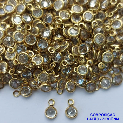 PINGENTE NO BRUTO PRONTO PARA O BANHO -  PINGENTE TAMANHO 4MM - COMPOSIÇÃO LATÃO E ZIRCONIA - PESO: 0,2GR (PRODUTO VENDIDO POR UNIDADE) - BRU13620