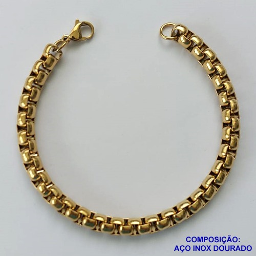PULSEIRA EM AÇO INOXIDÁVEL DOURADA - (LB026433) -  PULSEIRA LARGURA 6MM TAMANHO: 20CM - COMPOSIÇÃO: AÇO INOXIDÁVEL - AÇO1522