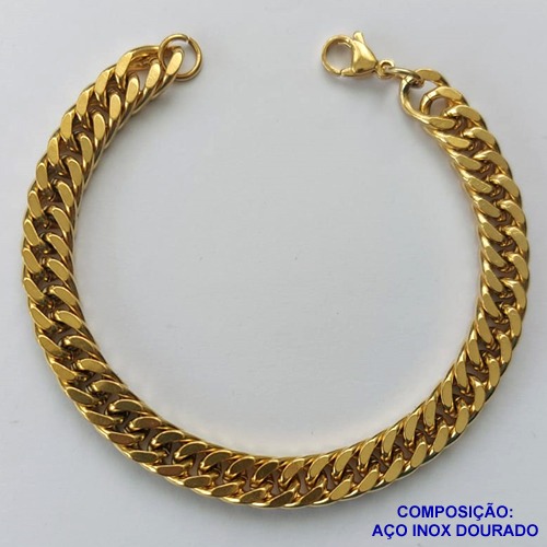 PULSEIRA EM AÇO INOXIDÁVEL DOURADA - (LB069101) -  PULSEIRA LARGURA 7MM TAMANHO: 19CM - COMPOSIÇÃO: AÇO INOXIDÁVEL - AÇO1523