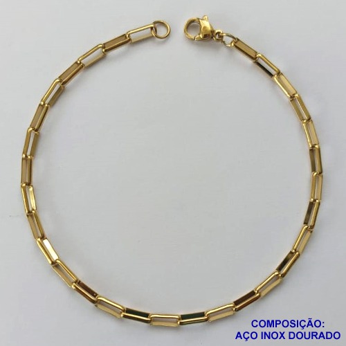 PULSEIRA EM AÇO INOXIDÁVEL DOURADA - (LB062120) -  LARGURA 2MM - TAMANHO: 20CM - COMPOSIÇÃO: AÇO INOXIDÁVEL - AÇO1527