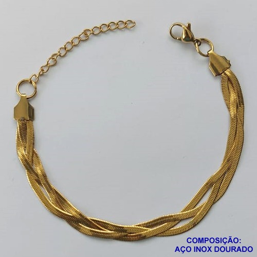 PULSEIRA EM AÇO INOXIDÁVEL DOURADA - (LB026493) - PULSEIRA ENTRELAÇADAS LACRAIA - TAMANHO: 16CM - COMPOSIÇÃO: AÇO INOXIDÁVEL - AÇO1528