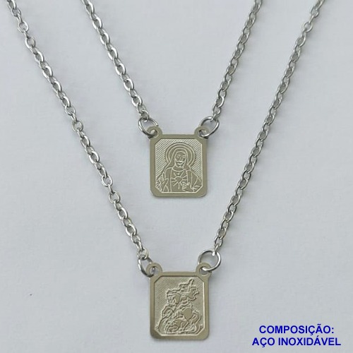 ESCAPULÁRIO EM AÇO INOXIDÁVEL(CX93) - ESCAPULÁRIO SÃO JORGE  - TAMANHO: 60CM - COMPOSIÇÃO: AÇO INOXIDÁVEL - AÇO1533
