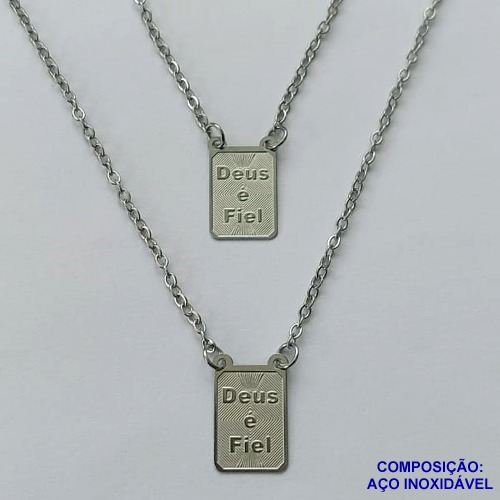 ESCAPULÁRIO EM AÇO INOXIDÁVEL(CX93) - ESCAPULÁRIO DEUS É FIÉL - TAMANHO: 60CM - COMPOSIÇÃO: AÇO INOXIDÁVEL - AÇO1549