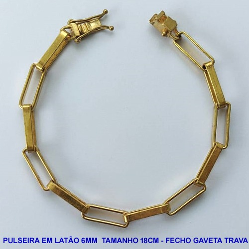 PULSEIRA NO BRUTO PRONTO PARA O BANHO - PULSEIRA EM LATÃO - (COL991) TAMANHO 18CM - LARGURA 6MM - FECHO GAVETA TRAVA DUPLA - PESO 12,4GR - COMPOSIÇÃO: 100% LATÃO - BRU13632