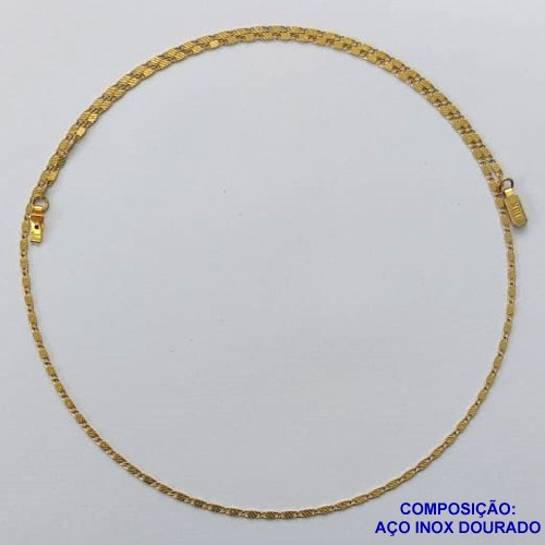 CORRENTE EM AÇO INOXIDÁVEL DOURADO(LB086414) - CORRENTE  50CM LARGURA 1MM FECHO GAVETA COMPOSIÇÃO: AÇO INOXIDÁVEL - AÇO1565