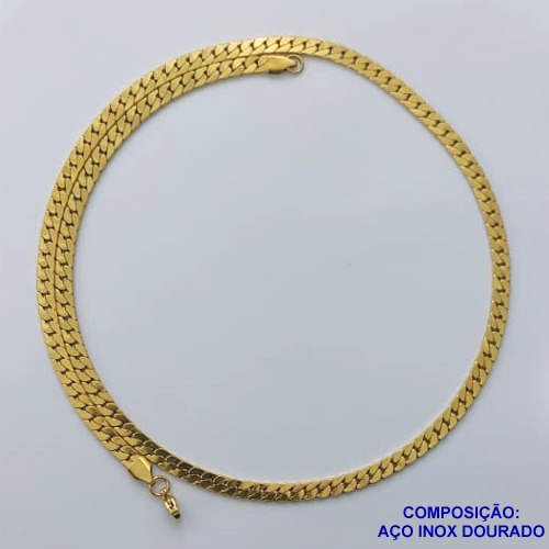 CORRENTE EM AÇO INOXIDÁVEL DOURADO - (LB026268) - CORRENTE  50CM LARGURA 4MM FECHO LAGOSTA COMPOSIÇÃO: AÇO INOXIDÁVEL - AÇO1566