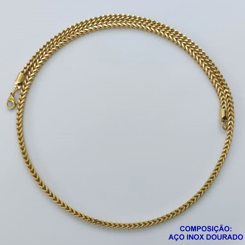 CORRENTE EM AÇO INOXIDÁVEL DOURADO - (LB026203) - CORRENTE 55CM LARGURA 2MM FECHO LAGOSTA COMPOSIÇÃO: AÇO INOXIDÁVEL - AÇO1568