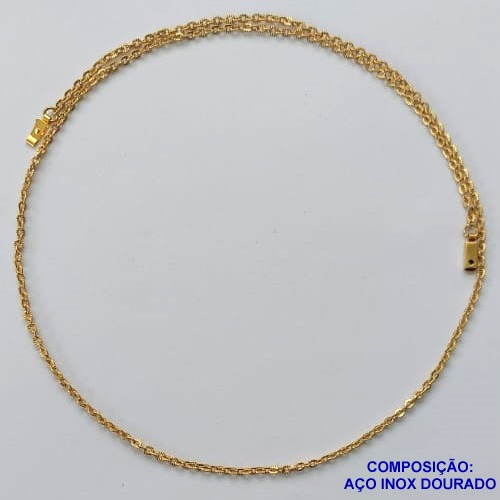 CORRENTE EM AÇO INOXIDÁVEL DOURADO - (LB0086414) - CORRENTE CADEADO 50CM LARGURA 0,5MM FECHO GAVETA COMPOSIÇÃO: AÇO INOXIDÁVEL - AÇO1572