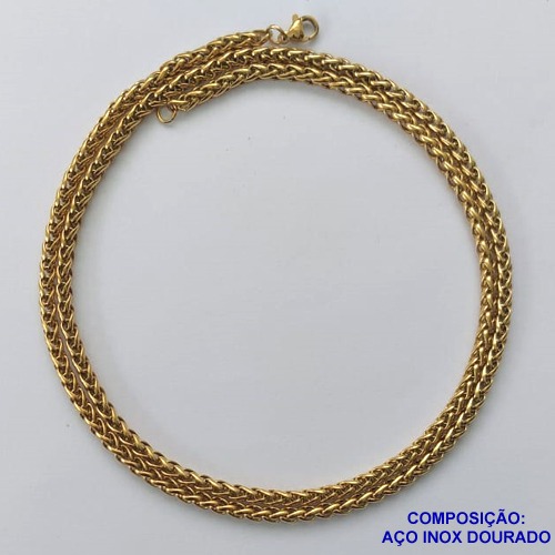 CORRENTE EM AÇO INOXIDÁVEL DOURADO - (LB026562) - CORRENTE 60CM LARGURA 2,5MM FECHO LAGOSTA COMPOSIÇÃO: AÇO INOXIDÁVEL - AÇO1575