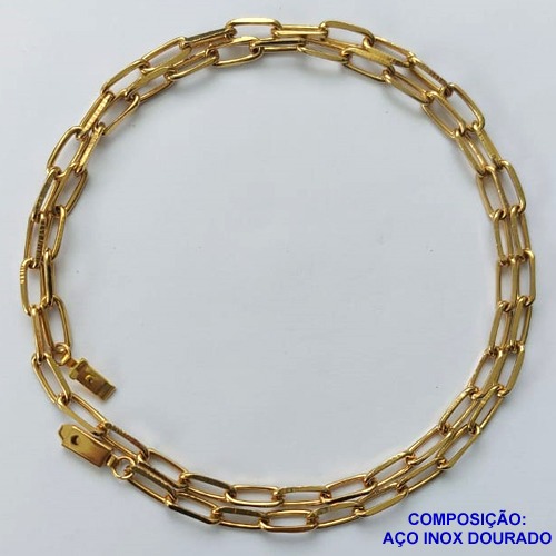 CORRENTE EM AÇO INOXIDÁVEL DOURADO - (LB086366) - CORRENTE 60CM LARGURA 4,5MM FECHO GAVETA COMPOSIÇÃO: AÇO INOXIDÁVEL - AÇO1576