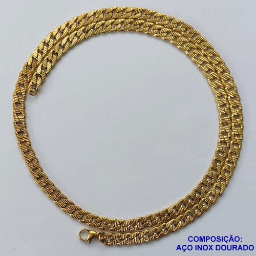 CORRENTE EM AÇO INOXIDÁVEL DOURADO - (LB026515) - CORRENTE 50CM LARGURA 5MM FECHO LAGOSTA COMPOSIÇÃO: AÇO INOXIDÁVEL - AÇO1577