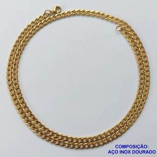 CORRENTE EM AÇO INOXIDÁVEL DOURADO - (LB026031) - CORRENTE 55CM LARGURA 3MM FECHO LAGOSTA COMPOSIÇÃO: AÇO INOXIDÁVEL - AÇO1579