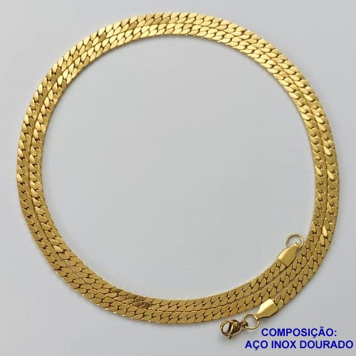 CORRENTE EM AÇO INOXIDÁVEL DOURADO - (LB026253) - CORRENTE 60CM LARGURA 3MM FECHO LAGOSTA COMPOSIÇÃO: AÇO INOXIDÁVEL - AÇO1582