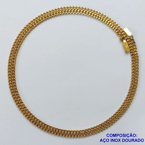 CORRENTE EM AÇO INOXIDÁVEL DOURADO - (LB086095) - CORRENTE 60CM LARGURA 2MM FECHO GAVETA COMPOSIÇÃO: AÇO INOXIDÁVEL - AÇO1583