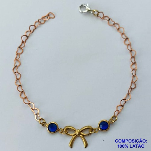 PULSEIRA PRONTO PARA O BANHO(CX96) - PULSEIRA COM LAÇO E  PEDRAS CRISTAIS AZUL TAMANHO 18CM - PESO TOTAL 2,5GR - BRU13643