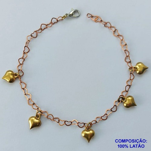 PULSEIRA PRONTO PARA O BANHO(CX96) - PULSEIRA COM CORAÇÕES TAMANHO 18CM - PESO TOTAL 2,7GR - BRU13645