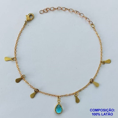 PULSEIRA PRONTO PARA O BANHO(CX96) - PULSEIRA COM PEDRA CRISTAL AZUL + EXTENSOR TAMANHO 16CM - PESO TOTAL 1,7GR - BRU13659