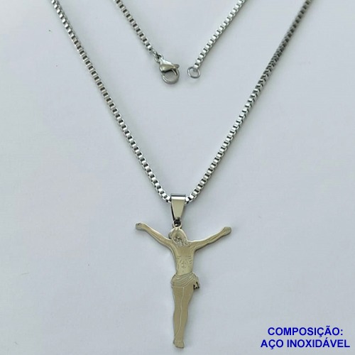 GARGANTILHA EM AÇO INOXIDÁVEL(CX96) -  GARGANTILHA 50CM  (ACO1035) PINGENTE JESUS  27X37MM  FECHO LAGOSTA COMPOSIÇÃO: AÇO INOXIDÁVEL - AÇO1592