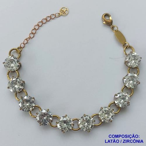 PULSEIRA NO BRUTO PRONTO PARA O BANHO(CX95) TODA EM ZIRCÔNIA CRISTAL DE 10X10MM COM BASE EM ''(ALTA FUSÃO)'' PESO TOTAL 15.4GR -TAMANHO 17CM+EXTENSOR - BRU13687