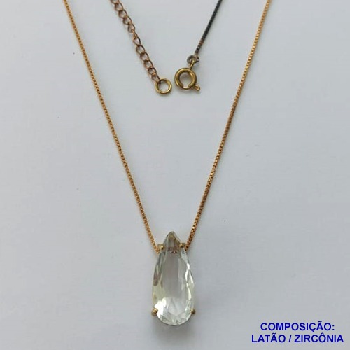 GARGANTILHA NO BRUTO PRONTO PARA O BANHO(CX95) COM CORRENTE VENEZIANA 45CM+EXTENSOR PINGENTE DE 10X22MM - PESO TOTAL 4.3GR -  ''(BASE ALTA FUSÃO)'' ZIRCÔNIA CRISTAL  BRU13700